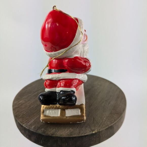 Vintage Santa Claus Christmas Ornaments Ceramic Taiwan Ski Sled Christmas Tree - Picture 5 of 16
